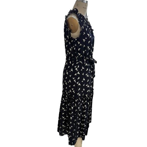Misa Dress Size XS Navy Blue Hummingbird Novelty Print Martina - Picture 6 of 8
